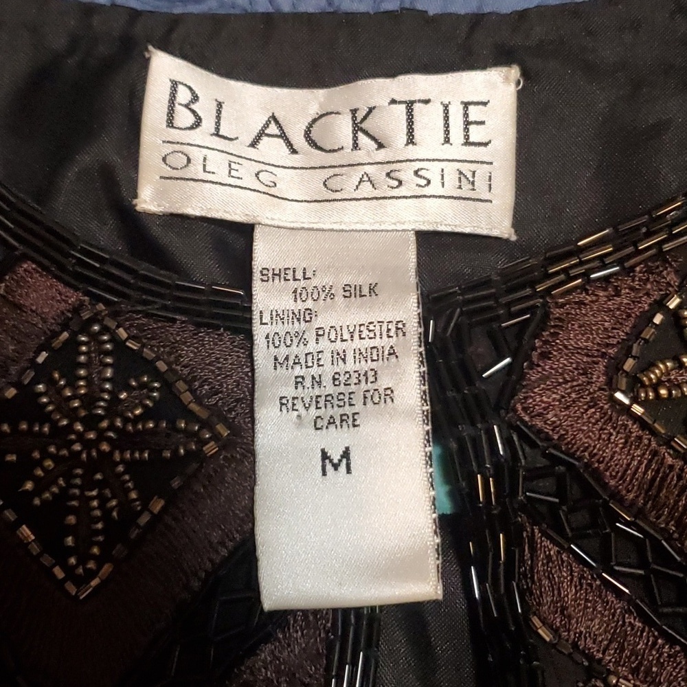 Oleg Cassini Black Tie Beaded Evening Jacket Size Medium - Picture 6 of 6